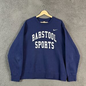Nike Barstool Sports Sweatshirt Mens XL Blue Crew Neck Pullover Spellout